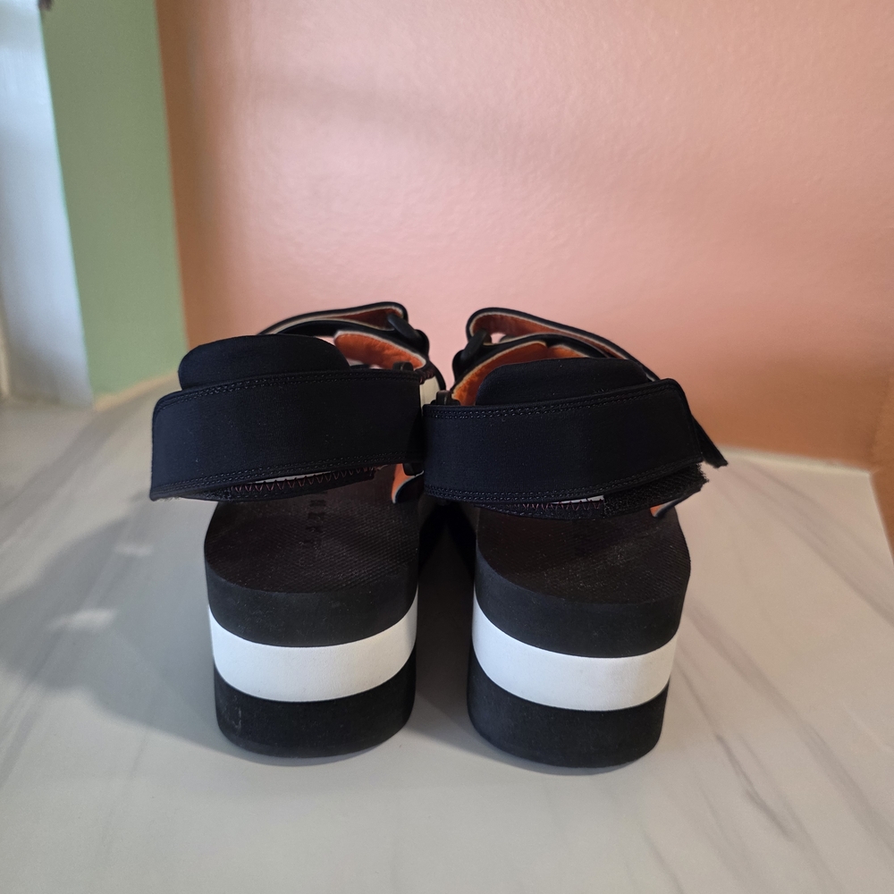 Marni 37 Black and White Touch-Strap Platform Sandals Luxury Vacation Chic - Picture 8 of 13